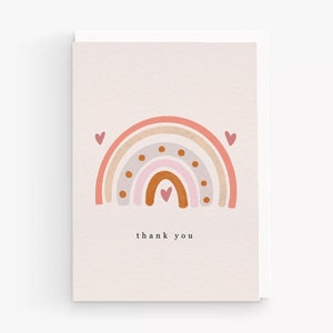 Rainbow Thank You Card. Cute Rainbow Card. Thank you Note Cards With Envelope. Cards For Keyworkers. Thank You Cards UK.
