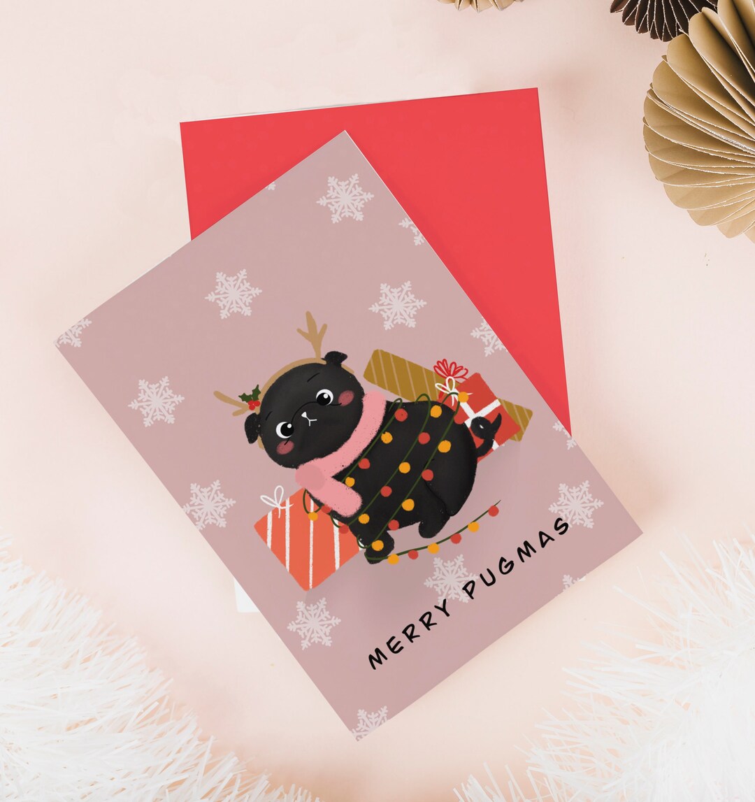 Funny Pug Christmas Card: 'merry Pugmas' Holiday Card - Etsy