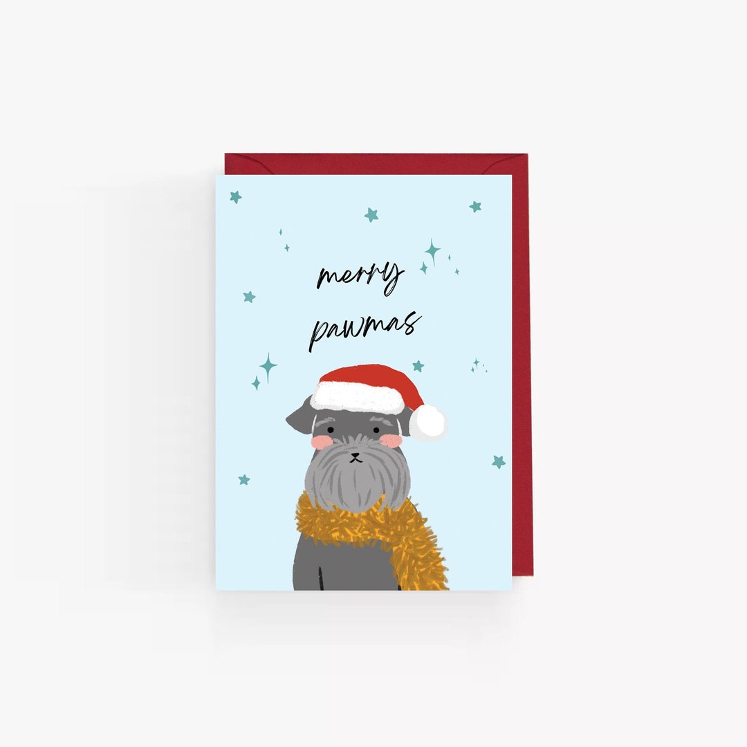 Funny Dog Christmas Card | 'merry Pawmas' Pun, for Dog Lovers - Etsy