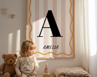 Personalised Name Print: Girls Room Decor, Nursery Art, Baby Gift