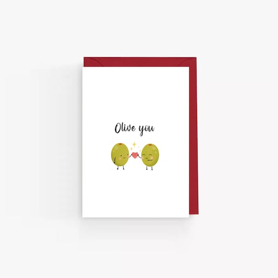 Olive You//Valentines Day Card Valentines Day Funny Valentines Day Card Olive You Gifts Punny Card Olive You Card