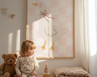Silly Goose Art Print: Kids Nursery, Girls Room Decor