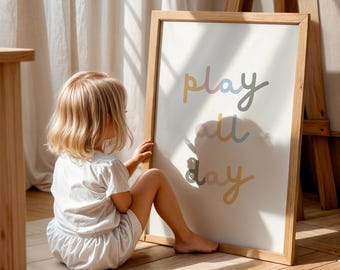 Play All Day Print: Playroom Wall Art, Kids Bedroom Decor, Christmas Gift