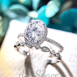 Moissanite Engagement Ring Bridal 6x8 Oval Cut 1.5ct Engagement
