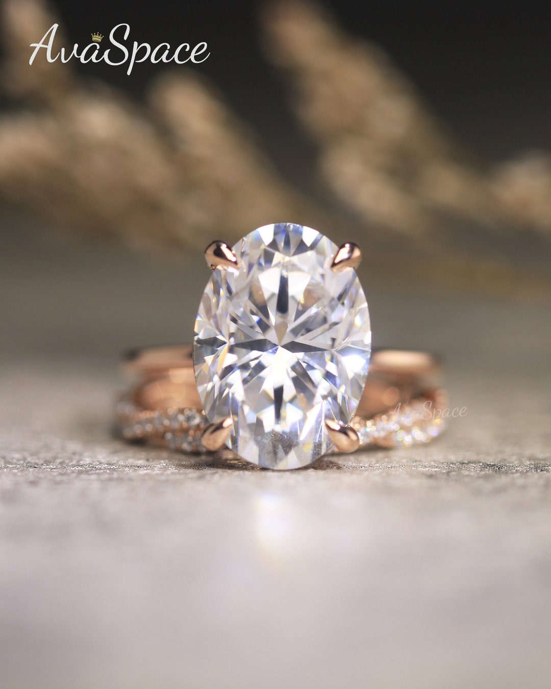 VVS Moissanite Engagement Ring Set 2pcs Vintage Ring 14K Yellow Gold ...