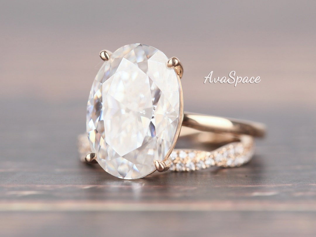 VVS Moissanite Engagement Ring Set 2pcs Vintage Ring 14K Yellow Gold ...