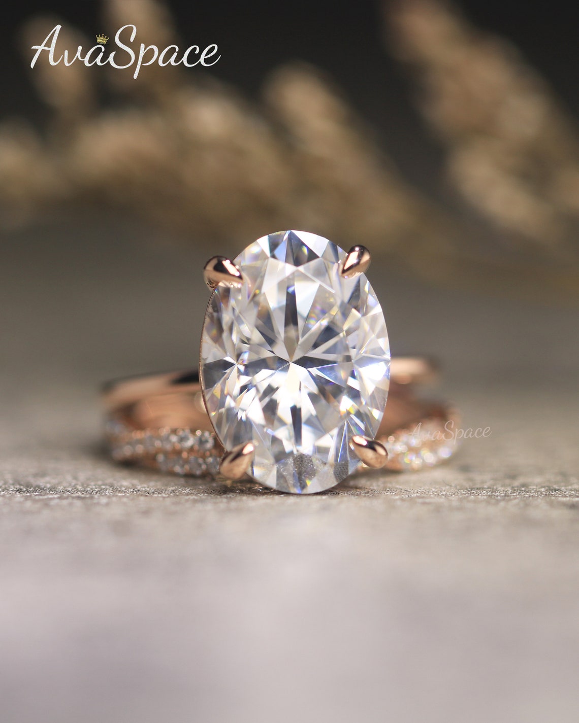 4.76 Carat D/VVS1 Moissanite Ring & Band Set – 14K Yellow Gold, Lab-Created, Engagement/Wedding Gift, Size 7 (Resizable) 4 thumbnail image