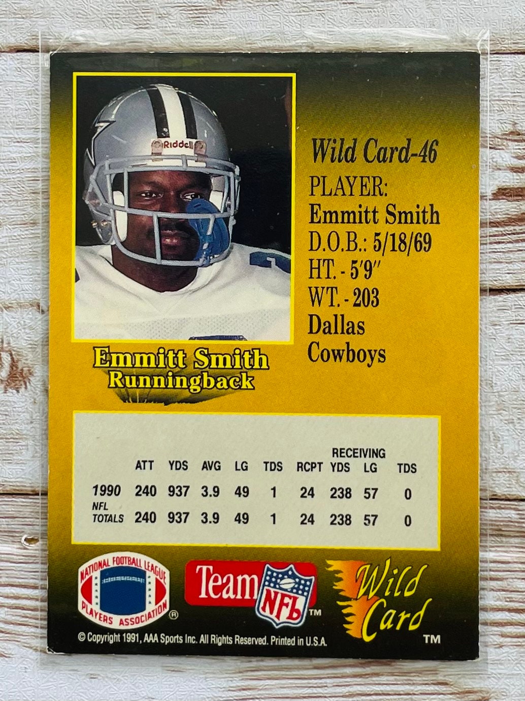 1991 Wild Card 46 Emmitt Smith Trading Card Etsy
