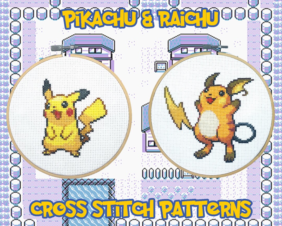 Rachu Pattern Pikachu & Raichu Cross Stitch Patterns - Pokemon Inspired - Etsy