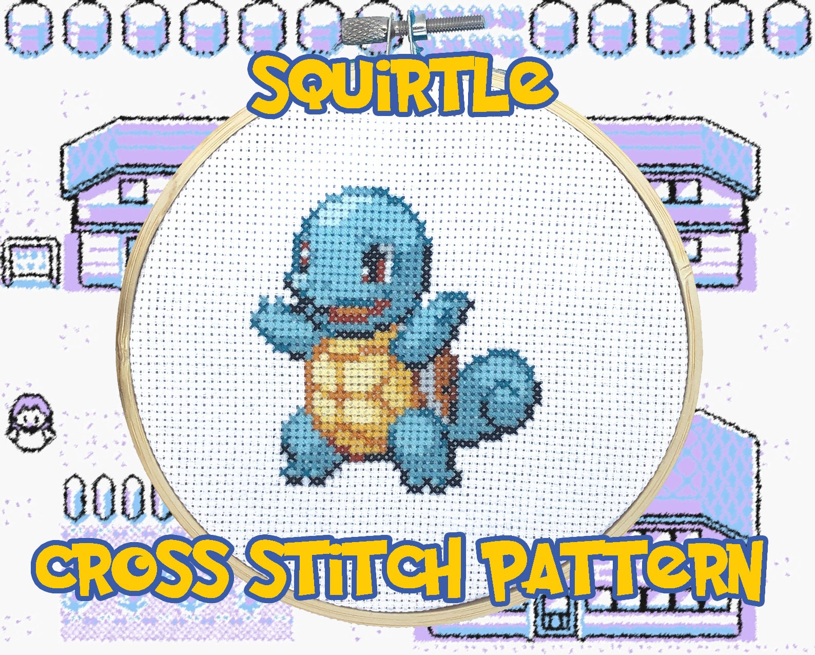 ゼニガメのクロスステッチパターン - ポケモンにインスパイアされた