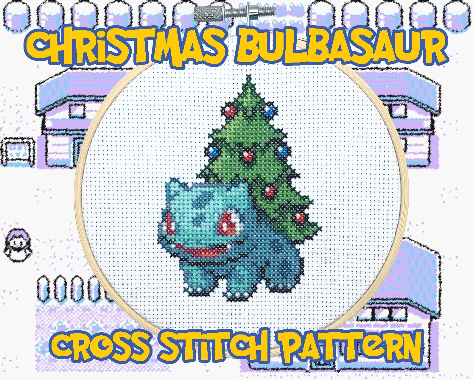 Pokemon Cross Stitch Cactus Bulbasaur #1 - funny kids embroidery design