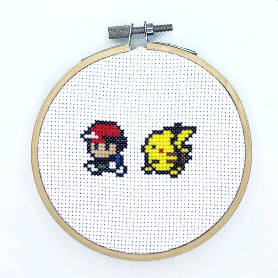 8 bit Pikachu- Pokemon Yellow Cross stitch Idea