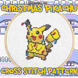 Jul Pikachu Korsstygn Mönster - Pokémon Inspirerad