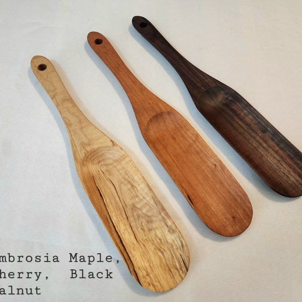 Handmade Spoon Spatulas | Handcrafted Spoonulas | Hand carved wooden spoons made from Black Walnut, Cherry, and Maple | Spoonulas