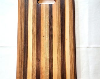 large double sided cutting board | charcuterie board | multi-wood cutting board | large bread board | bow knife and cutting board set