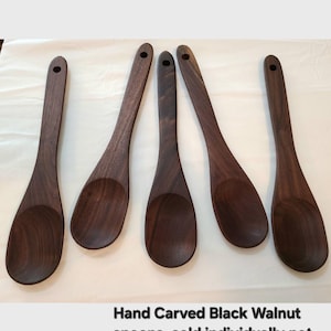 Handmade Black Walnut Cooking Spoon: 13&quot; Hand Carved Kitchen Utensil