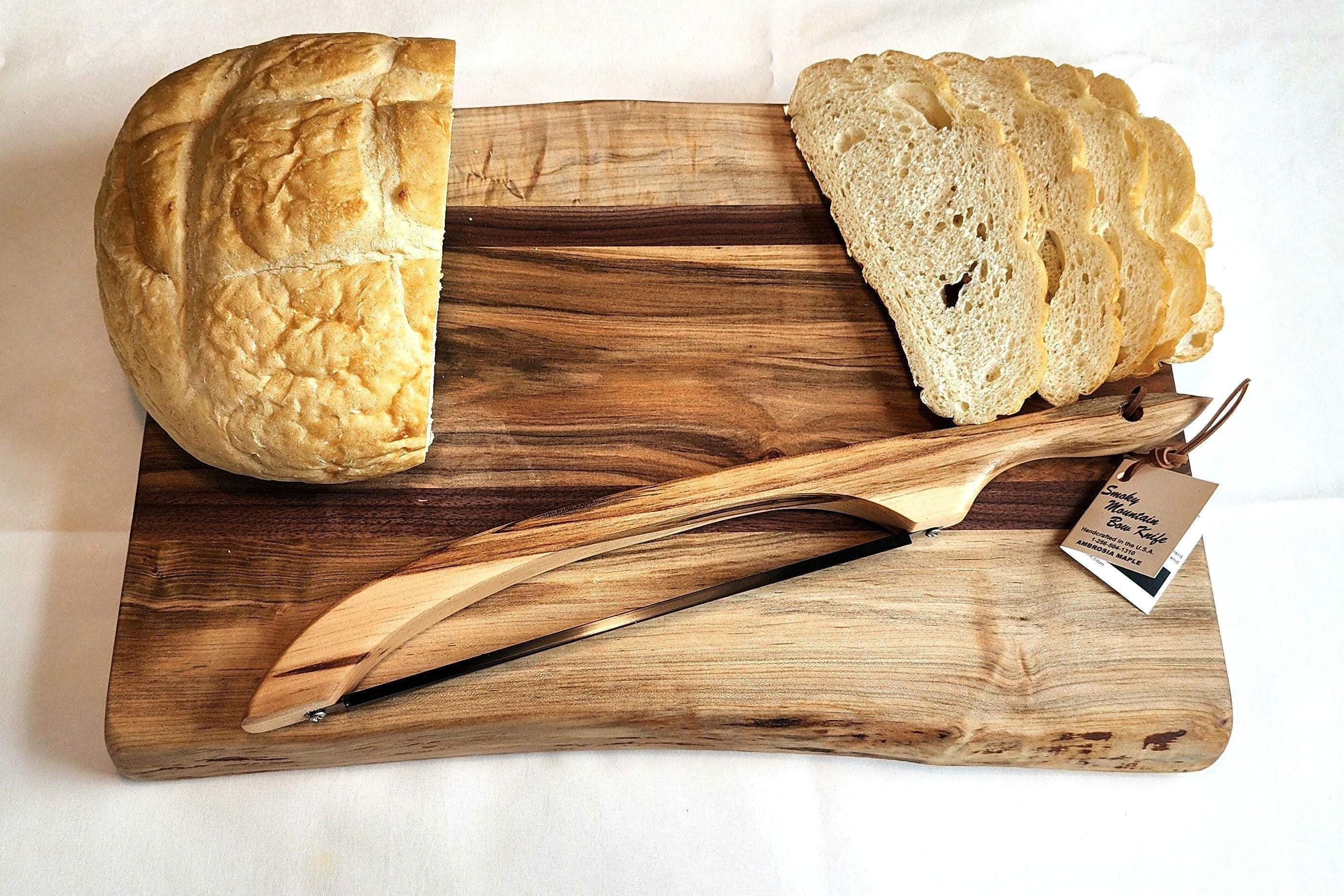 Couteau à archet en érable Ambrosia avec lame en acier inoxydable : trancheur de pain au levain, de fromage et de cuisine