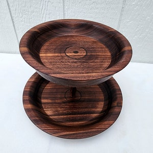 Handmade Black Walnut Two Tier Bowl: Food Safe Serving Platter
