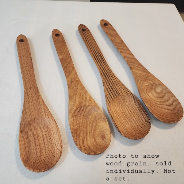 Handmade Wooden Red Oak Spoons | Full Size 13" Cooking Spoon | Hand Carved, Made in USA | Red Oak Spoons | Food Safe Spoons