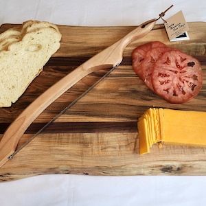 Handmade Maple Bow Knife with Stainless Steel Blade: Sourdough Bread, Cheese & Kitchen Slicer
