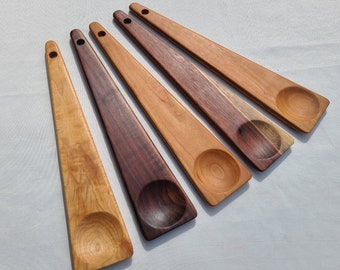 Handmade Multi Purpose Wooden Spoons | Full Size 14" Cooking Spoon | Hand Carved, Made in USA | Black Walnut, Cherry, and Maple Wooden Spoon