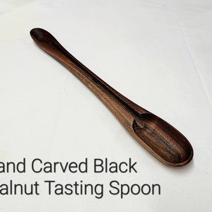 Hand Carved Black Walnut Tasting Spoon: Double Sided Spoon