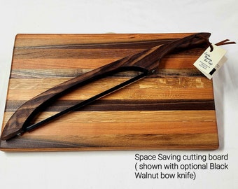 Space-saving cutting board | Small cutting board  | Hand-made cutting board in Maple, Cherry, and Black Walnut | Bow Knife and Board set