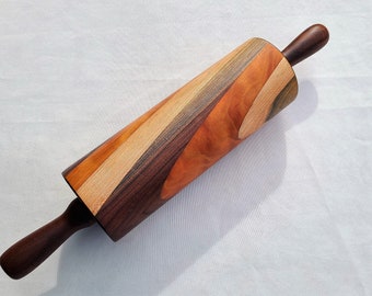 Traditional Rolling Pin/ Large Traditional Rolling Pin with Handles/ Handcrafted from Cherry, Black Walnut, Maple/ Bakers Rolling Pin