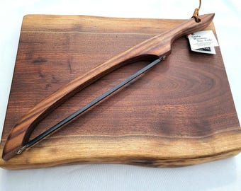 Couteau à pain en noyer, couteau à pain, couteau à pain avec archet, couteau à pain violon, couteau à pain en bois, lames en acier inoxydable, couteau de cuisine, boîte à pain