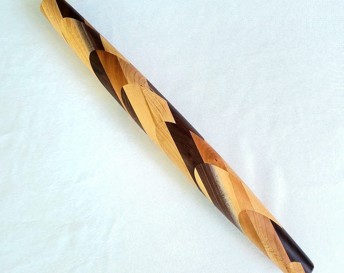 Handcrafted French Rolling Pin: Multi-Wood Artisan Design in Black Walnut, Cherry, and  Maple Hardwoods