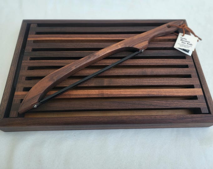 Handmade Black Walnut Crumb Tray: Bread Cutting Board with Trivet and Serving Tray