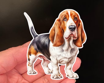 BASSET HOUND Sticker, Dogs, Stickers, Fun Sticker, Laminate Vinyl Sticker, Gift For Pet Owner, Dog, Gift For Vets, Pets, Dog Lovers