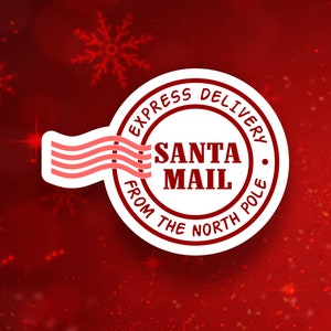 Pegatina de entrega exprés de Santa Mail, Polo Norte, Pegatinas, Pegatina de vinilo, Navidad, Feliz Navidad, Carta a Papá Noel, Felices fiestas