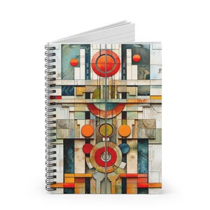FRANK LLOYD WRIGHT Inspired Spiral Notebook | 6x8 ~ 118 Ruled Line Pages | Vibrant Design for Notes | Journaling & Perfect Gift Ideas