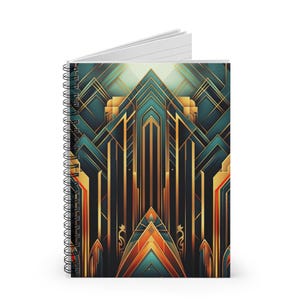 ART DECO Inspired Spiral Notebook | Elegant Vintage Design | 6x8 ~ 118 Ruled Line Pages | Perfect for Journaling, Goal Setting & Creativity