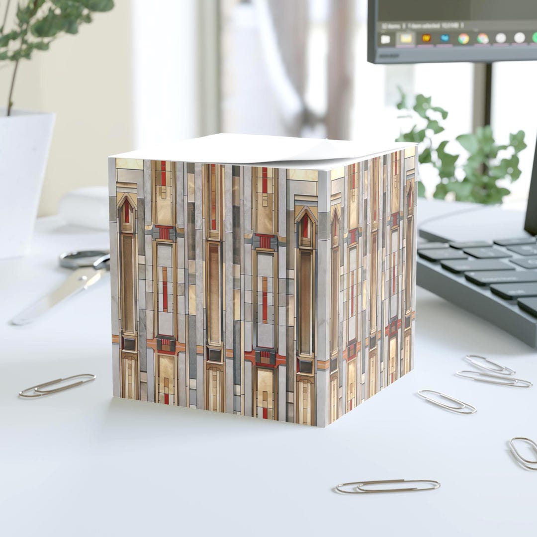 Frank Lloyd Wright Inspired Sticky Note Cube | Architectural Desk Decor ...
