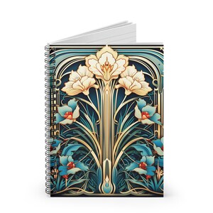 ART DECO Inspired Spiral Notebook | Elegant Vintage Design | 6x8 ~ 118 Ruled Line Pages | Perfect for Journaling, Goal Setting & Creativity