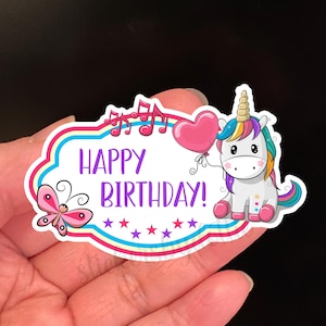 Happy Birthday Sticker, Stickers, Unicorn Sticker, Vinyl Waterproof Sticker, Back to School, Fun Sticker, Birthday Friendship, Unicorn
