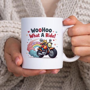 Motywacyjne | Ceramiczny kubek dla miłośników książek | Woo Hoo What A Ride Filiżanka do kawy i herbaty Inspirujące Podnoszące na duchu przygody życiowe Prezent na ukończenie szkoły