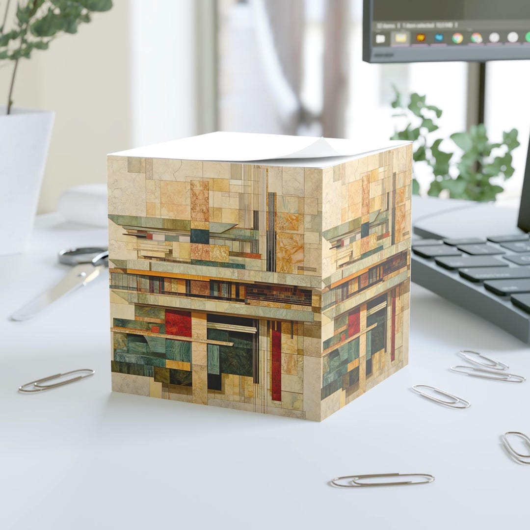 Frank Lloyd Wright Inspired Sticky Note Cube | Architectural Desk Decor ...