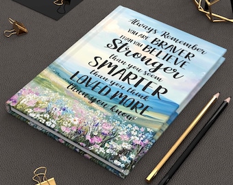 Inspirational Always Remember You Are Braver | Serene Landscape Hardcover Notebook | 5.75"x8" | 150 Lined Pages Creativity Gift Idea