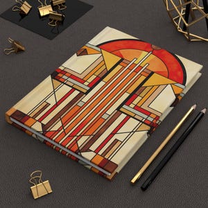 Hardcover | Frank Lloyd Wright Inspired Matte Journal 5.75&quot;x8&quot; | 150 Lined Pages Vibrant Colors Iconic Design Perfect Gift Creativity Notes