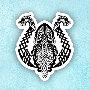 Autocollant mythologie nordique celtique Dragons Vikings, Autocollants, Symbolisme, Vinyle autocollant, Symbole de puissance, Belle Vie, Talisman, Dragons