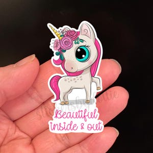Aufkleber, Schönes von Innen und Außen, Einhorn Aufkleber, Vinyl wasserdichter Aufkleber, Schulanfang, Laptop Aufkleber, Geburtstagsgeschenk, Scrapbook-Ideen