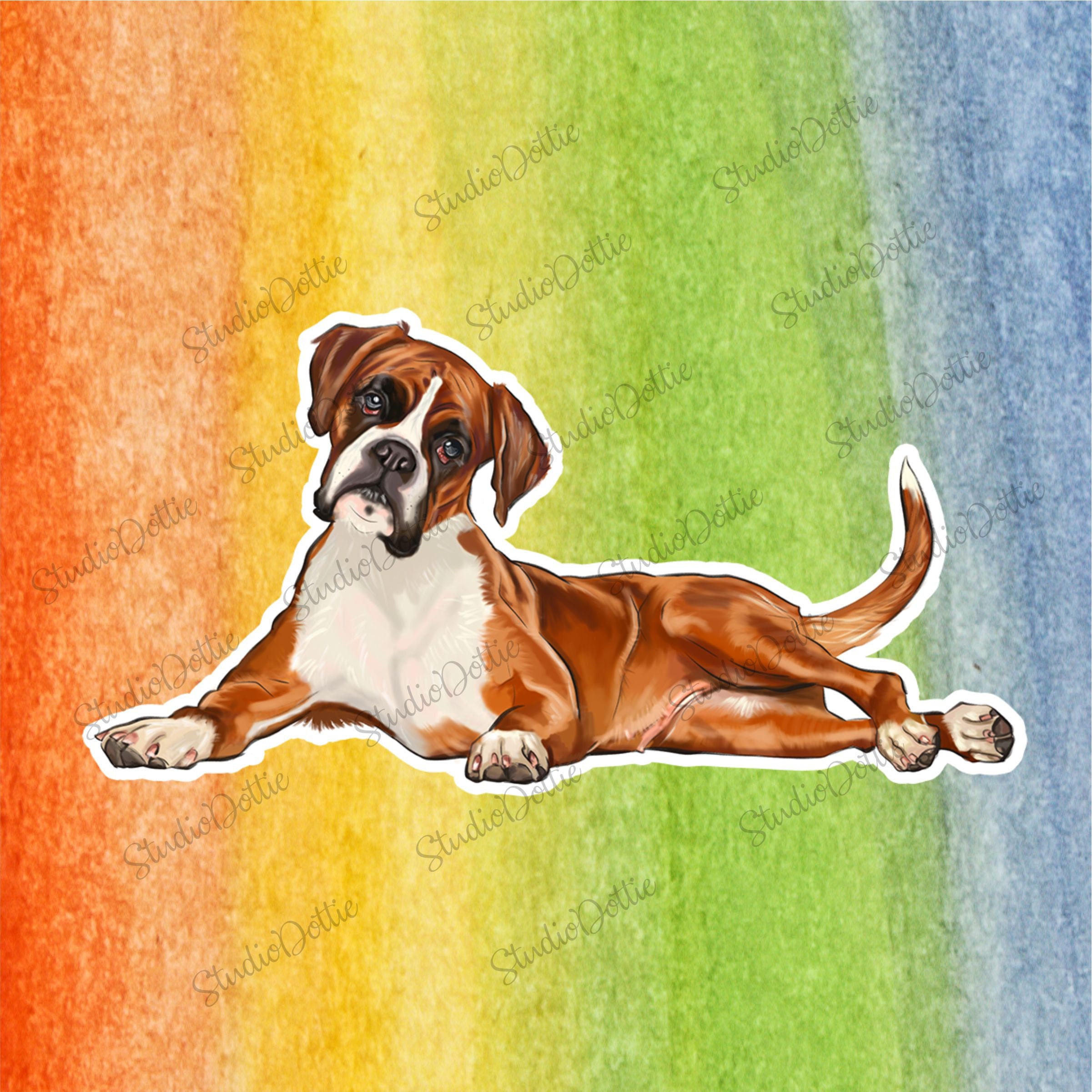 BOXER Dog Sticker Stickers Fun Sticker Vinyl Sticker Back Etsy
