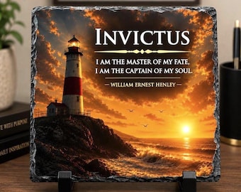 Invictus Slate Plaque | I Am The Master of My Fate I Am The Captain of My Soul | William Ernest Henley Quote Gift | Inspirational Desk Decor
