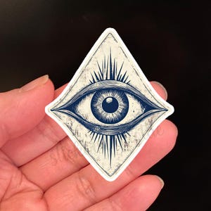 KWADE OOG | Vinyloverdrukplaatjesticker, sticker voor dagboek, planners, bescherming, vriendschap cadeau, mooi leven, beterschap, talisman, cadeau voor haar