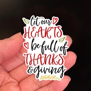 Laat ons hart vol zijn van bedankt en geven, stickers, motivatiecitaat, waterdichte vinylsticker, Thanksgiving, vriendschapscadeau, zegeningen