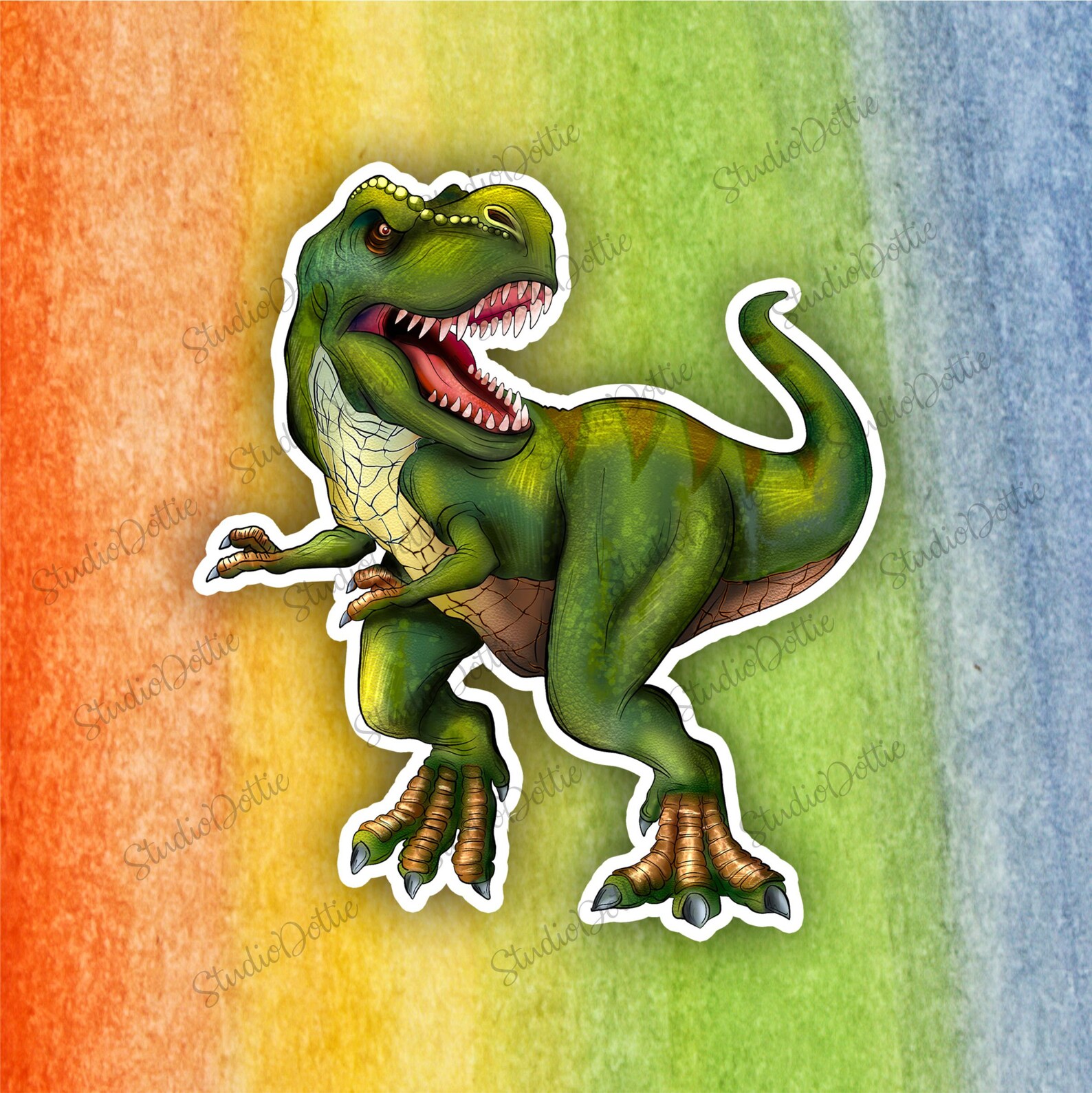 Rad Rax Dinosaur Sticker T-REX Dinosaur Sticker, Tyrannosaurus, Vibrant Colorful Fun Sticker ...