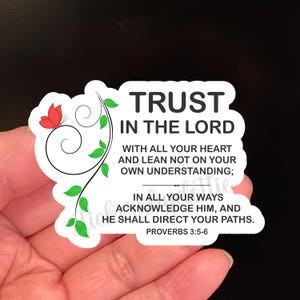 Vertrouwen in de heer, stickers, waterdichte vinylsticker, bijbel, spreuken, motivatie, religieus geschenk, geloof in God, kracht, hoop, vertrouwen